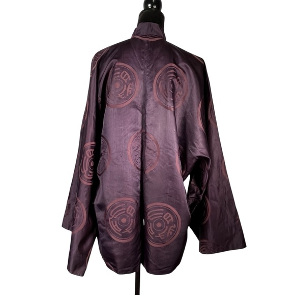 Purple Kimono Jacket Chinese Asian Button-Up Robe Tang Jacket Blue Reversible - Picture 5 of 15